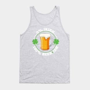 0% Irish 100% Beerish St Patrick's Day Beer Tank Top